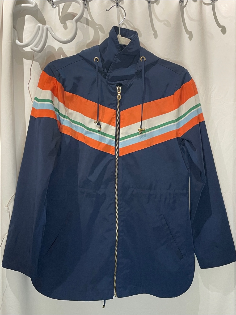 Charter Club Water Resistant Navy Jacket with Cream Trim